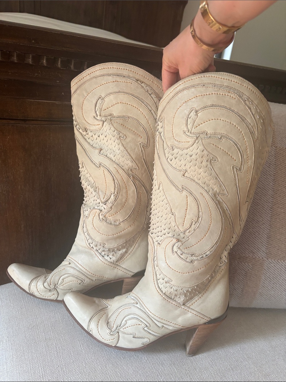 Vintage RobertCavalli  Decorative Stitch Western Boots